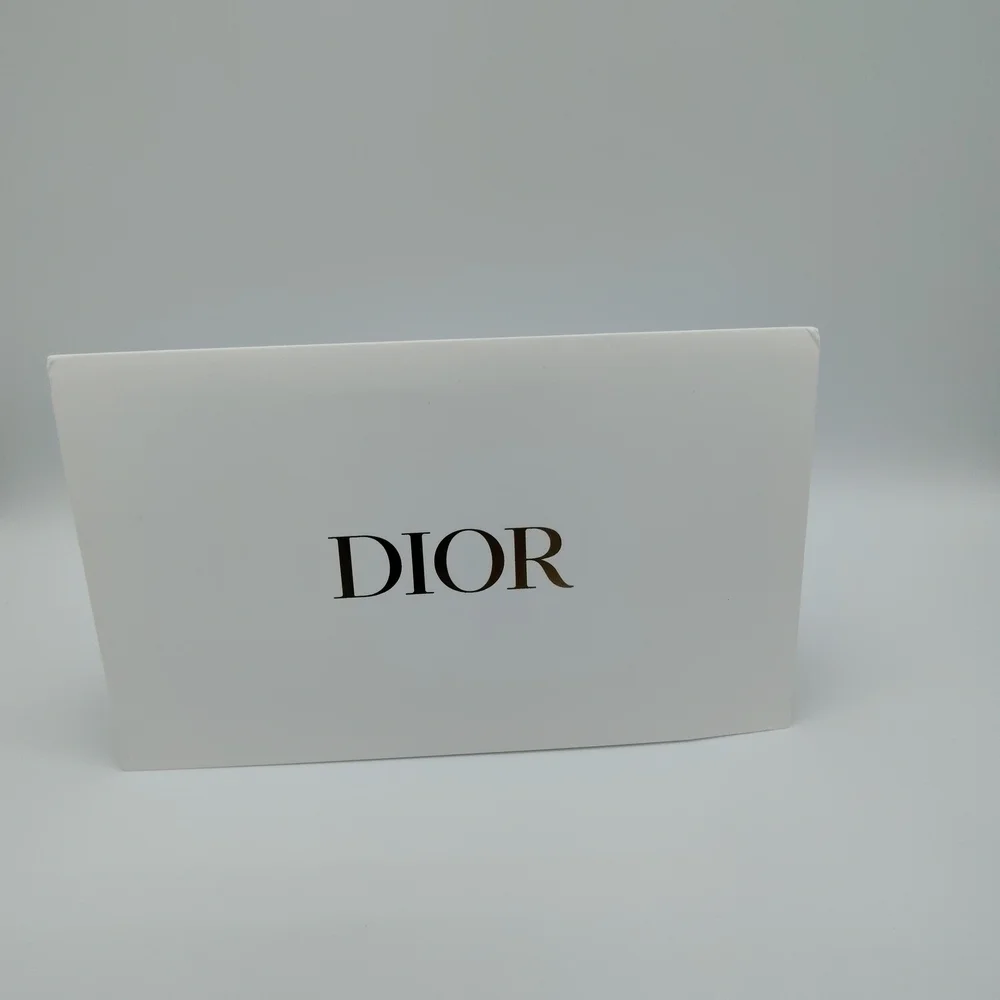 Dior Textured White Gift Box & Card Gold Logo 5x5 Hard Box Case Packaging NWOT